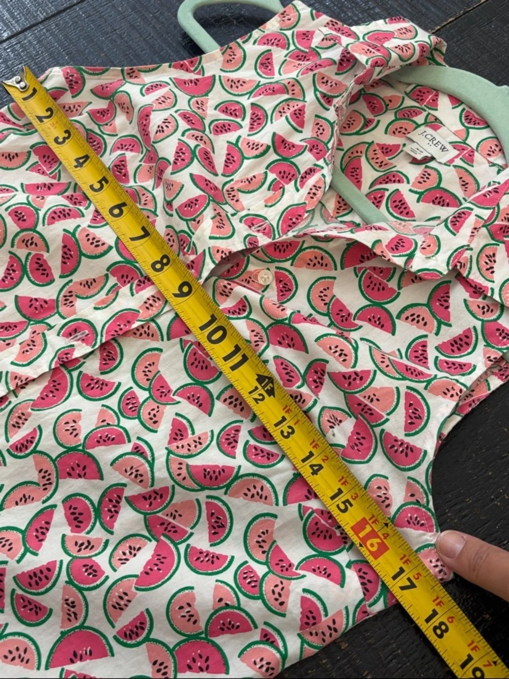 J. Crew Watermelon Pattern Short Sleeve Collared Button Down Shirt sz XS